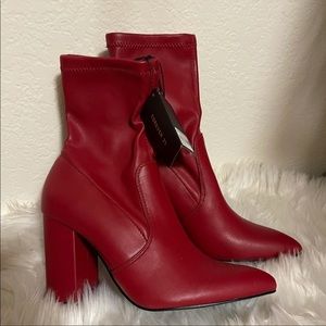 Super cute red leather booties